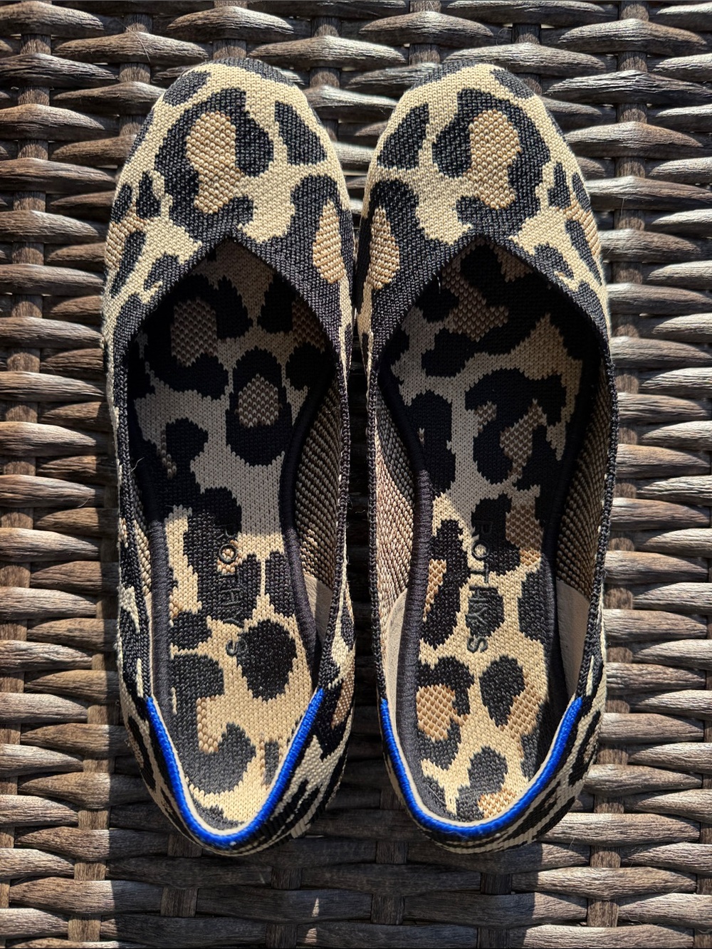 Rothy's Leopard Print Slip-On Flats in Black & Cream - Picture 3 of 7